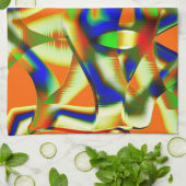 Kleurpatches op gebogen beige stroken theedoek (Gevouwen)