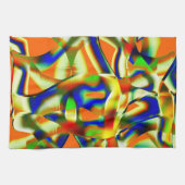 Kleurpatches op gebogen beige stroken theedoek (Horizontaal)