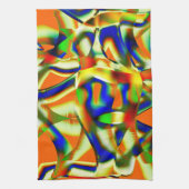 Kleurpatches op gebogen beige stroken theedoek (Verticaal)