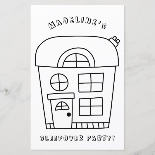 Kleurplaat 7: Feestje met overnachting in de Fun H (Voorkant)