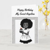 Kleurplaat | Afrikaans-Amerikaanse meisjesverjaard Kaart (Gele Bloem)