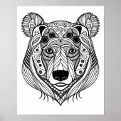 Kleurplaat - Beer portret, kleur je eigen Poster (Voorkant)