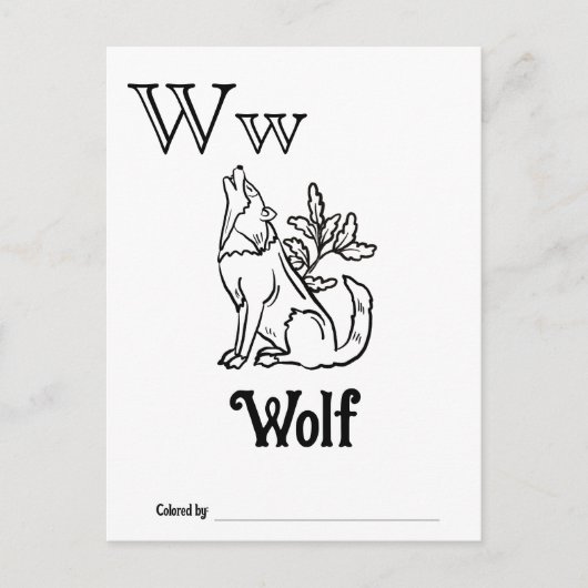 Kleurplaat Bosdieren ABC Baby Shower Activiteit Briefkaart (Voorkant)