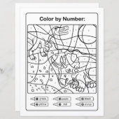 Kleurplaat Dinosaurus op nummer - Twee Dino's (Voorkant / Achterkant)