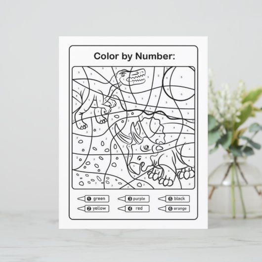 Kleurplaat Dinosaurus op nummer - Twee Dino's (Staand voorkant)