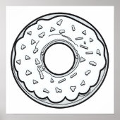 Kleurplaat - Donut!, kleur je eigen kleur Poster (Voorkant)