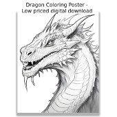 Kleurplaat - Dragon, kleur je eigen Poster