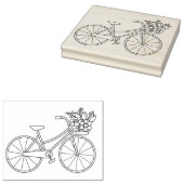 Kleurplaat Fiets met Bloemenmand Rubberstempel (Gestempeld)