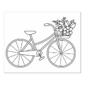 Kleurplaat Fiets met Bloemenmand Rubberstempel (Afrduk)