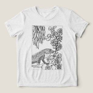 Kleurplaat hagedis in fantasielandschap Tri-Blend shirt