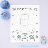 Kleurplaat Illustratie Trouwactiviteit Cake Flyer (Enkel)