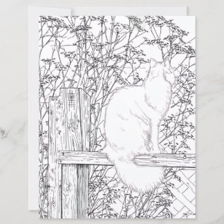 Kleurplaat - Kat op hek