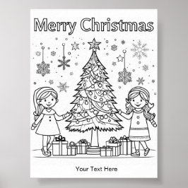Kleurplaat Kerstboom Plezierige Activiteit voor Ki Poster