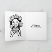 Kleurplaat | Klein Meisje met Cupcake Kaart (Binnen)