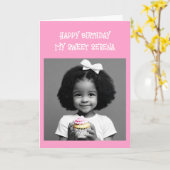 Kleurplaat | Klein Meisje met Cupcake Kaart (Gele Bloem)