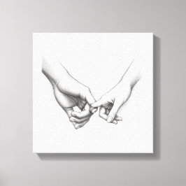 Kleurplaat Kunst van het Beloften Koppel Handen Canvas Afdruk