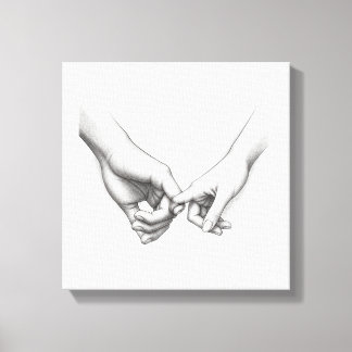 Kleurplaat Kunst van het Beloften Koppel Handen Canvas Afdruk