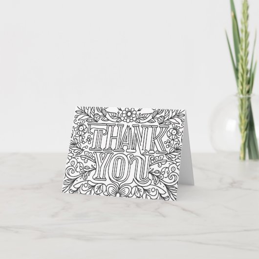 Kleurplaat Leuke Handletter Thank You Kaart (Voorkant)