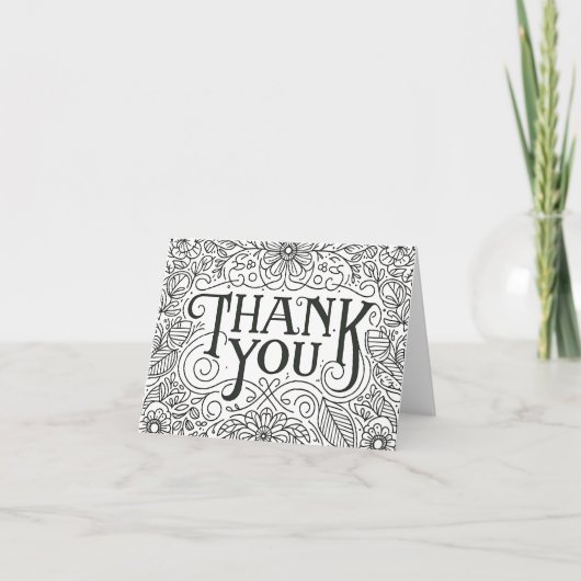 Kleurplaat Leuke Handletter Thank You Kaart (Voorkant)
