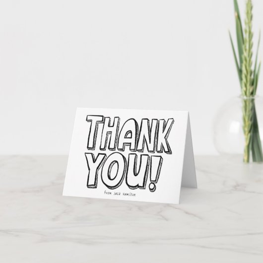 Kleurplaat Leuke Handletter Thank You Kaart (Voorkant)