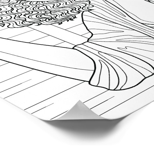 Kleurplaat Meisje met basketbal Poster (Hoek)