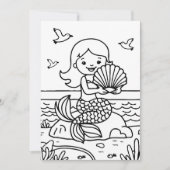 Kleurplaat Mermaid Kind Activiteit Bedankkaart (Voorkant)