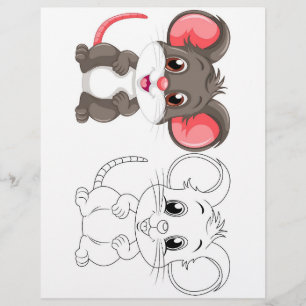 Kleurplaat met een knuffelachtige cartoonmuis flyer