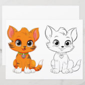 Kleurplaat met een knuffelige kat (Voorkant / Achterkant)