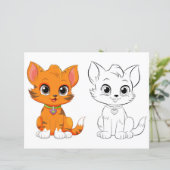 Kleurplaat met een knuffelige kat (Staand voorkant)