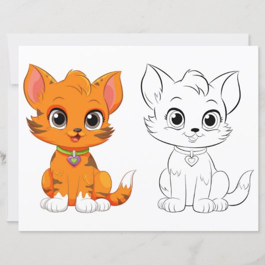 Kleurplaat met een knuffelige kat (Voorkant)