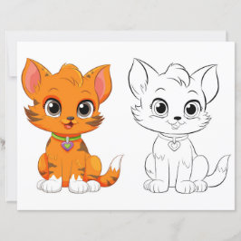 Kleurplaat met een knuffelige kat