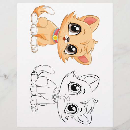 Kleurplaat met een knuffelkat (Voorkant)