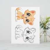 Kleurplaat met een knuffelkat (Staand voorkant)