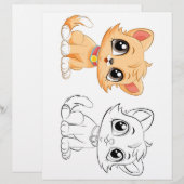 Kleurplaat met een knuffelkat (Voorkant / Achterkant)