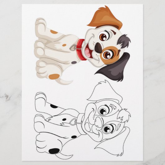 Kleurplaat met een leuk hondje (Voorkant)