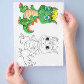 Kleurplaat met een leuke cartoon dinosaurus flyer (Hand)