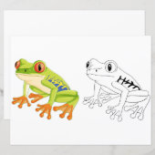 Kleurplaat met een leuke cartoonkikker (Voorkant / Achterkant)