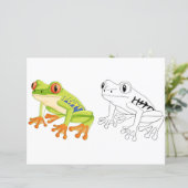 Kleurplaat met een leuke cartoonkikker (Staand voorkant)