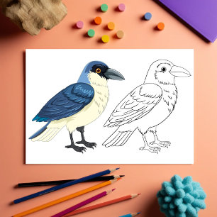Kleurplaat met een leuke cartoonvogel flyer