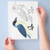 Kleurplaat met een leuke cartoonvogel flyer (Hand)