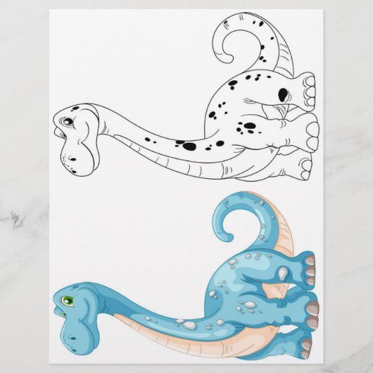 Kleurplaat met een leuke dinosaurus (Voorkant)