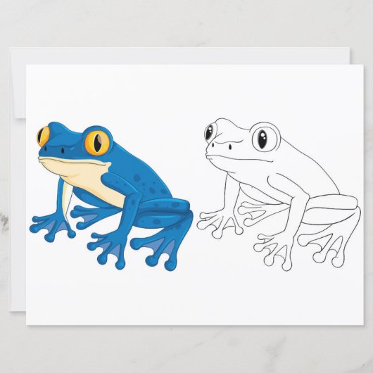 Kleurplaat met een leuke kikker (Voorkant)