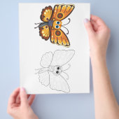 Kleurplaat met een leuke vlinder flyer (Hand)