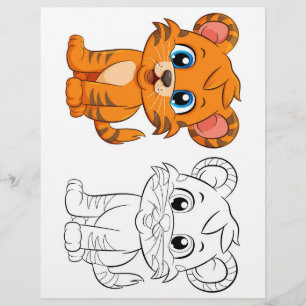 Kleurplaat met een malle cartoon tijger
