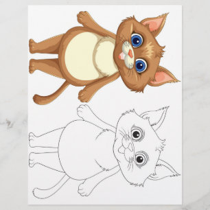 Kleurplaat met een malle kat flyer