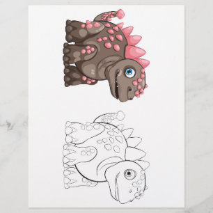 Kleurplaat met een malse cartoon dinosaurus flyer