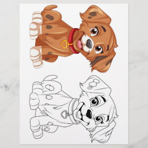 Kleurplaat met een malse cartoon hond flyer