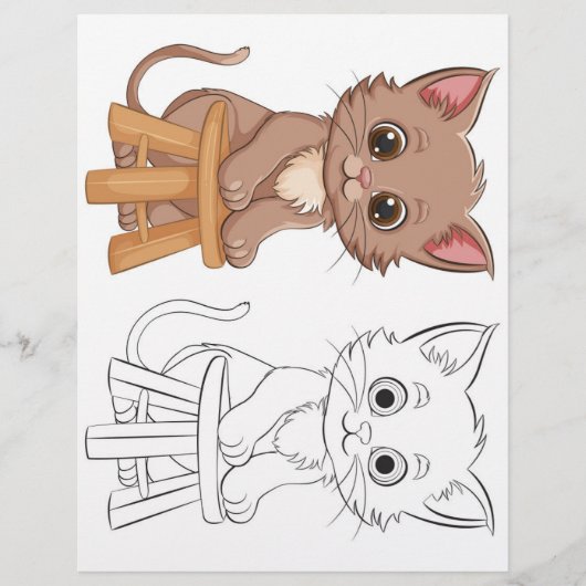 Kleurplaat met een malse cartoon kat (Voorkant)
