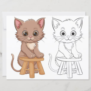 Kleurplaat met een malse cartoon kat