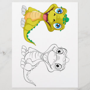 Kleurplaat met een malse cartoondraak